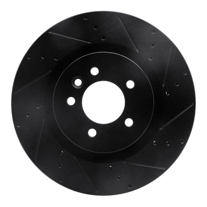 Land Rover Discovery Brake Rotor (1) - Front Right - R1 Concepts - Drilled & Slotted - Black - `06-`17